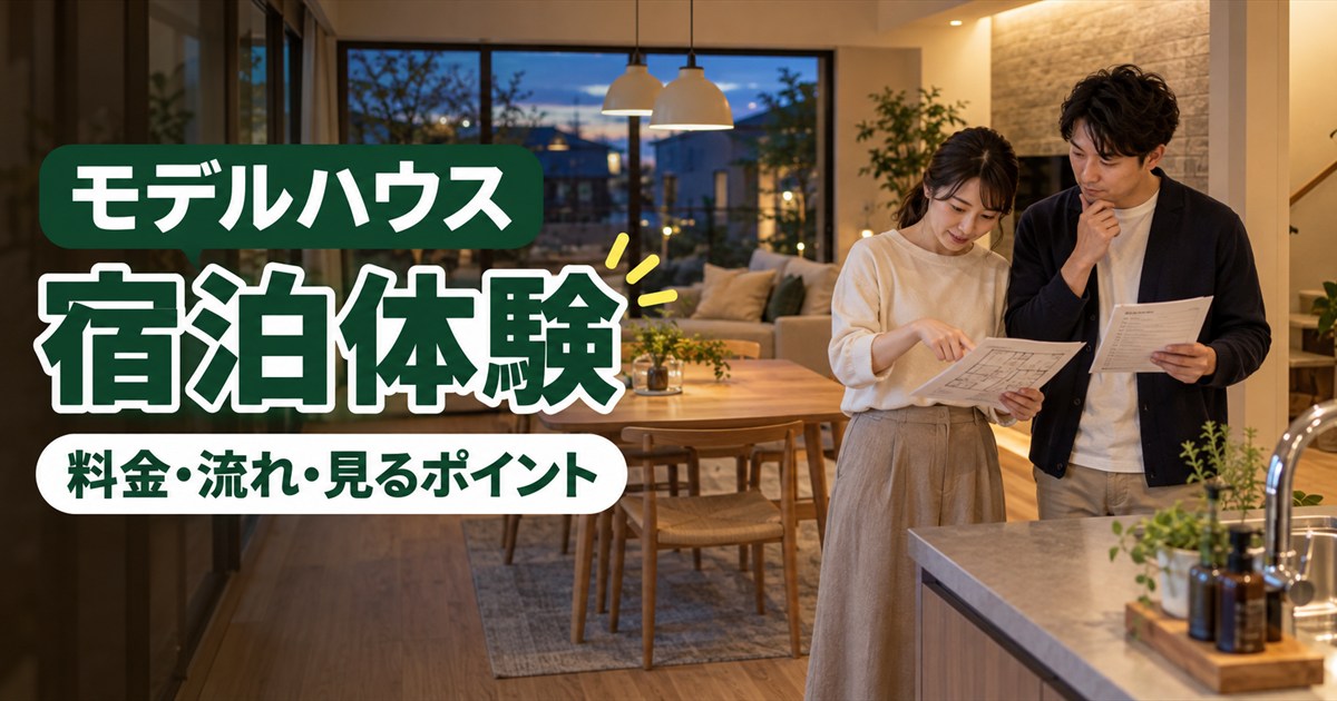 モデルハウス宿泊体験で生活動線を確認する夫婦